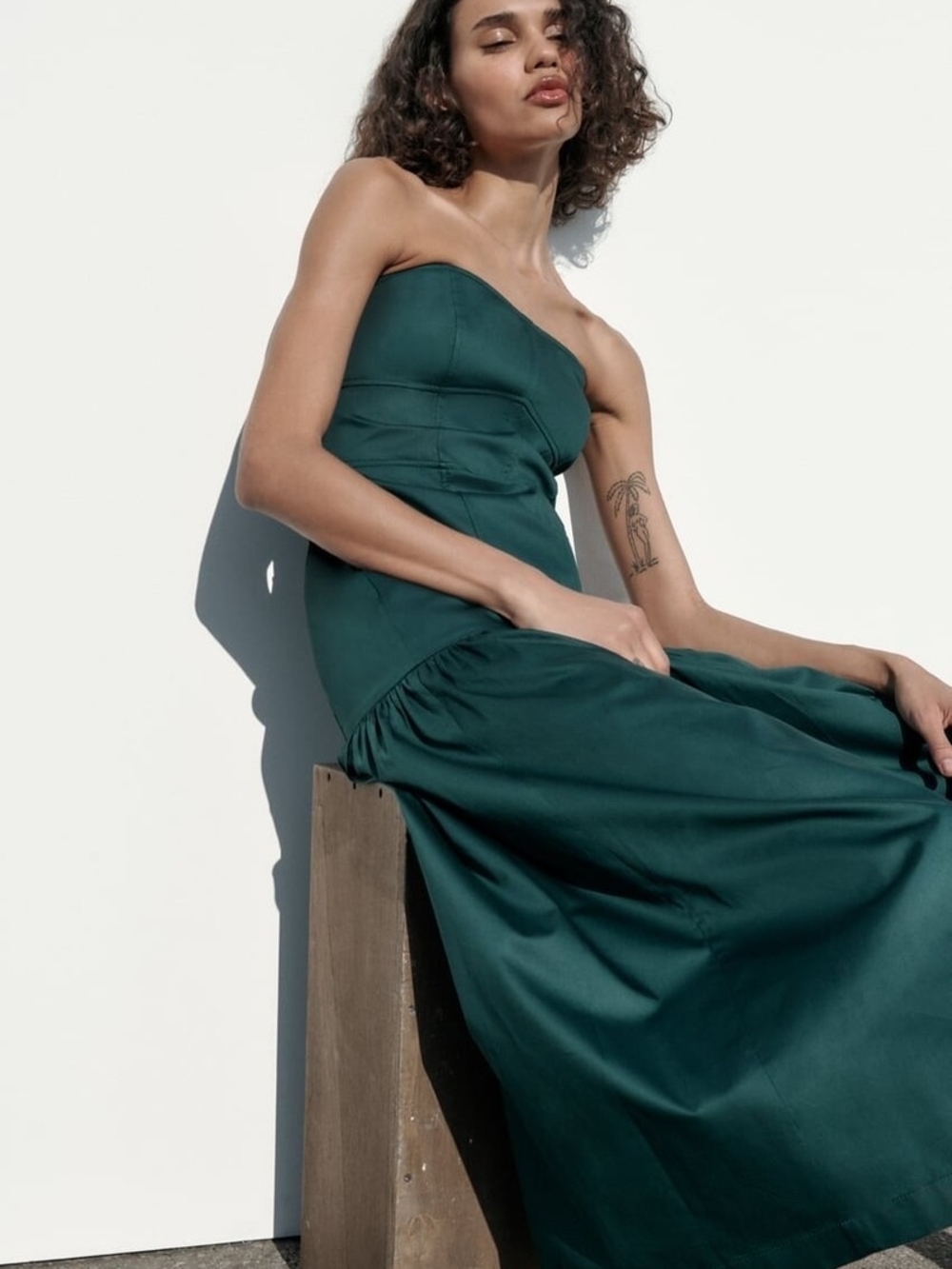 Zara Strapless Dark Teal Midi Dress